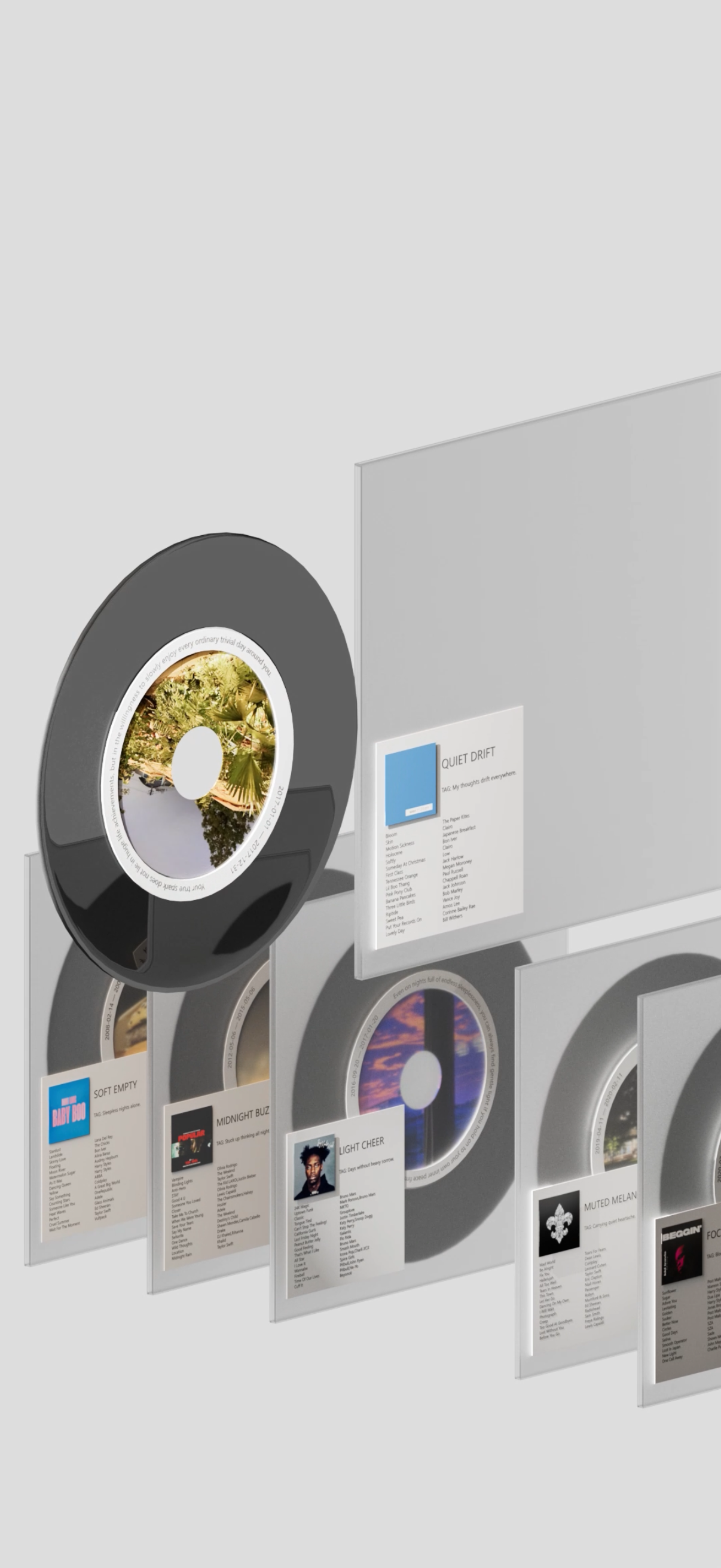 C4D study of three-dimensional album arrangement