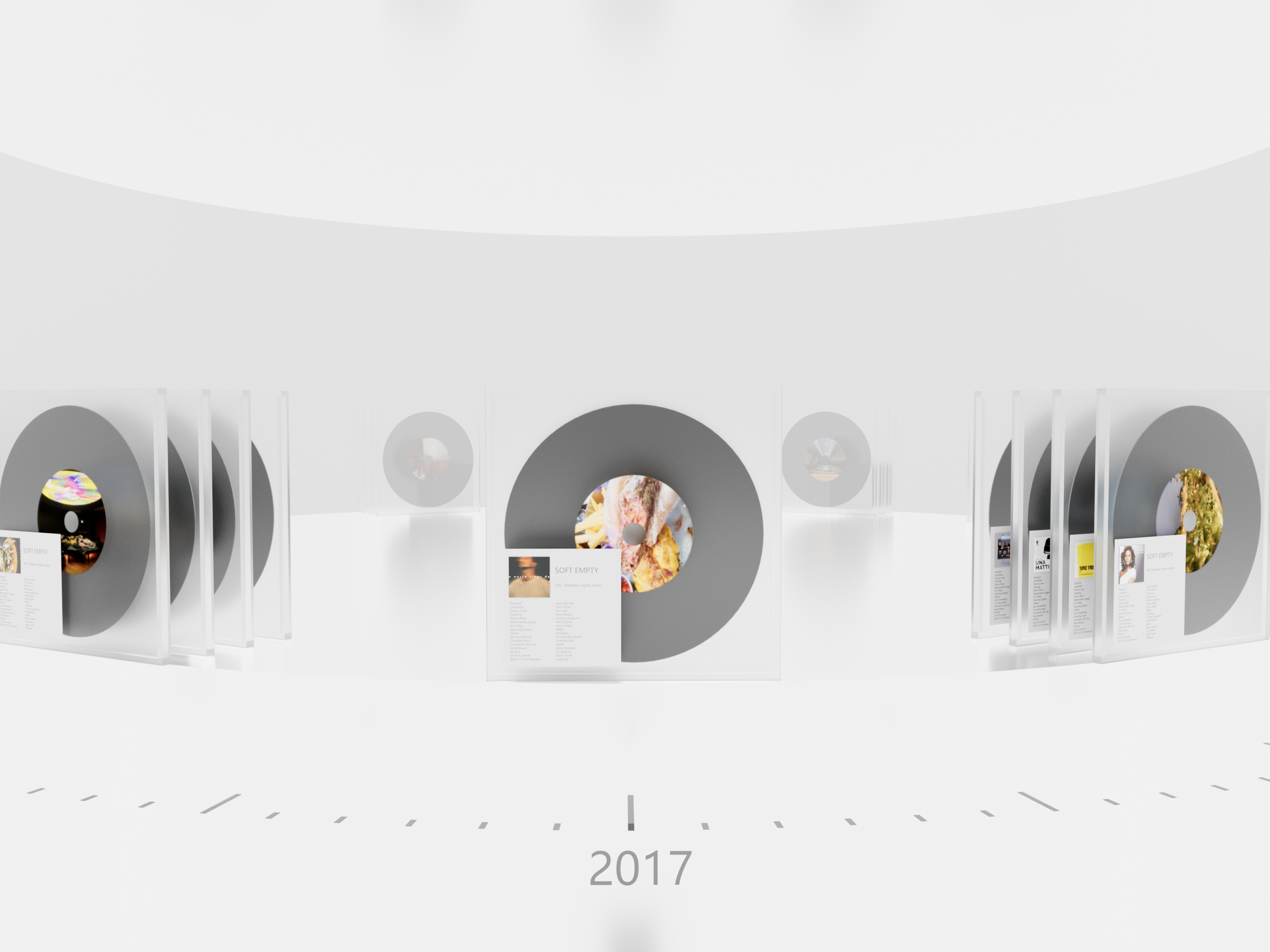 Tablet rendering of the circular year and album interface