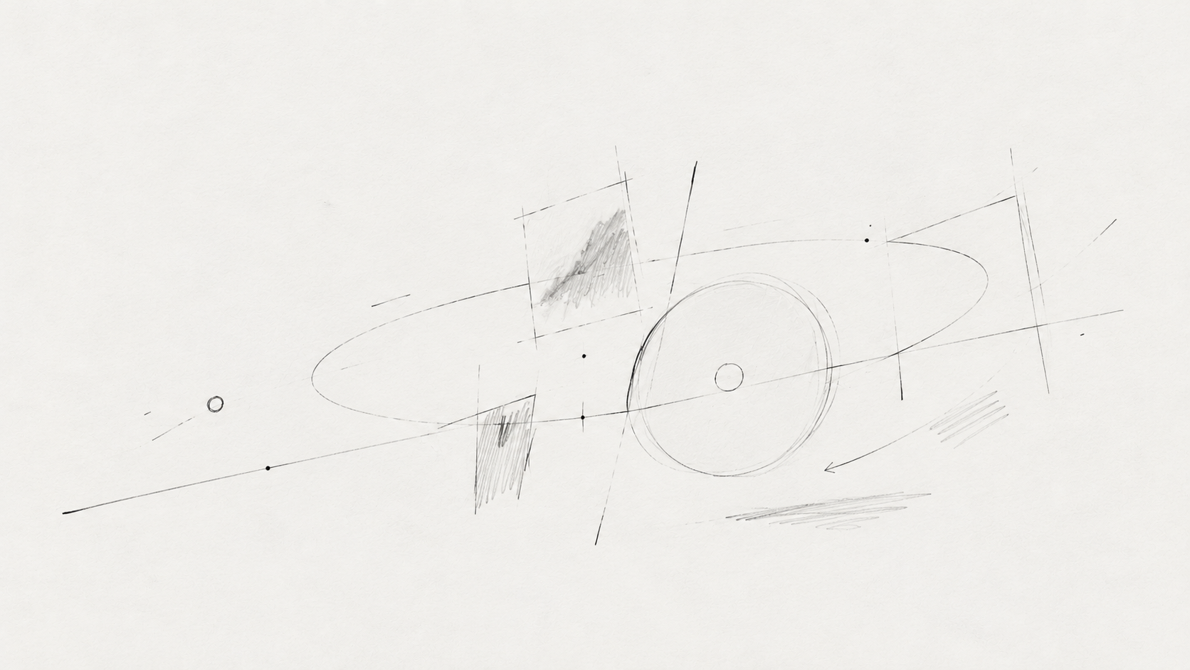 Early spatial sketch connecting music, photographs and a circular record form